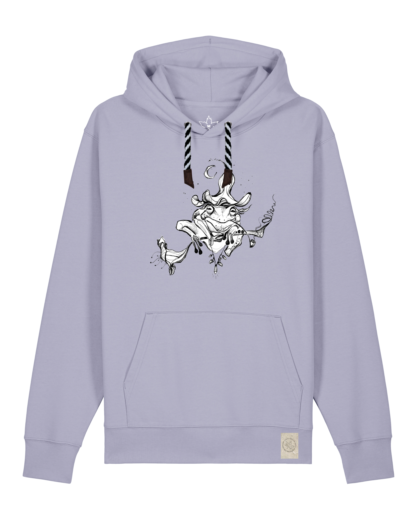 bio-unisex-medium fit-hoodie-zauberfrosch-stsu177-lavender-sw kordel-front