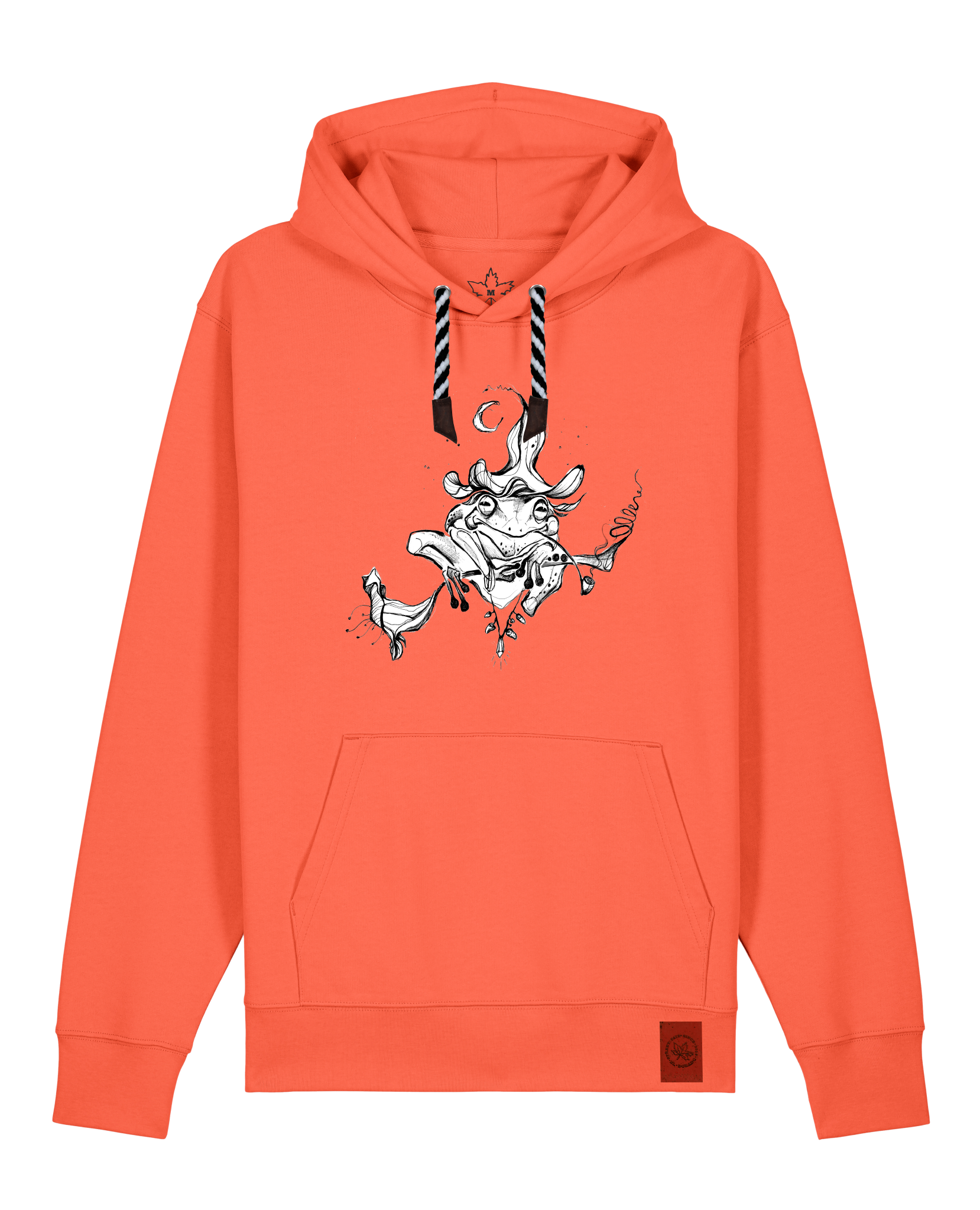 bio-unisex-medium fit-hoodie-zauberfrosch-stsu177-mandarine-sw kordel-front