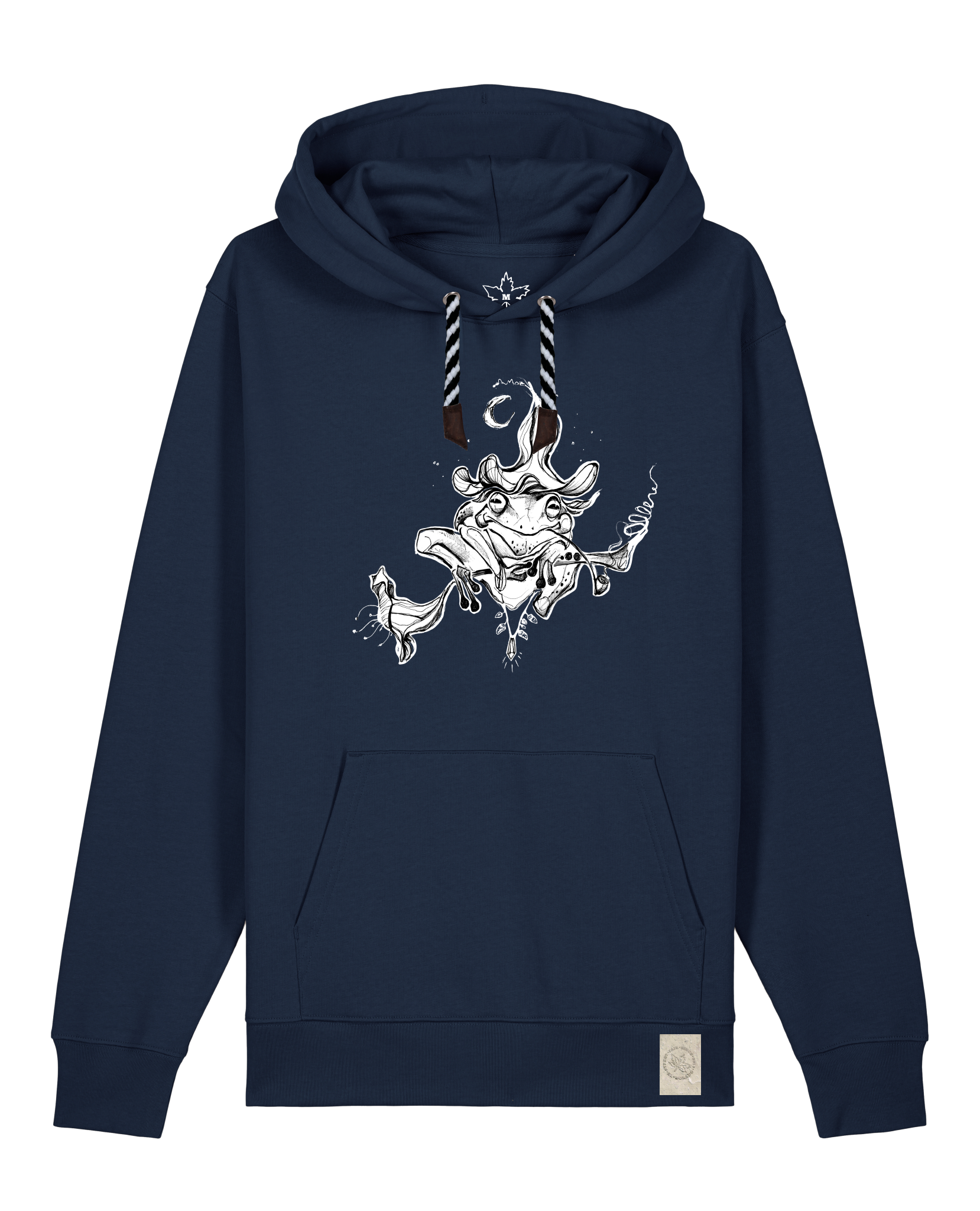 bio-unisex-medium fit-hoodie-zauberfrosch-stsu177-marine-sw kordel-front