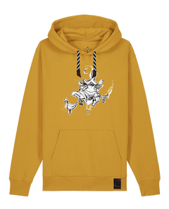 bio-unisex-medium fit-hoodie-zauberfrosch-stsu177-senf-sw kordel-front