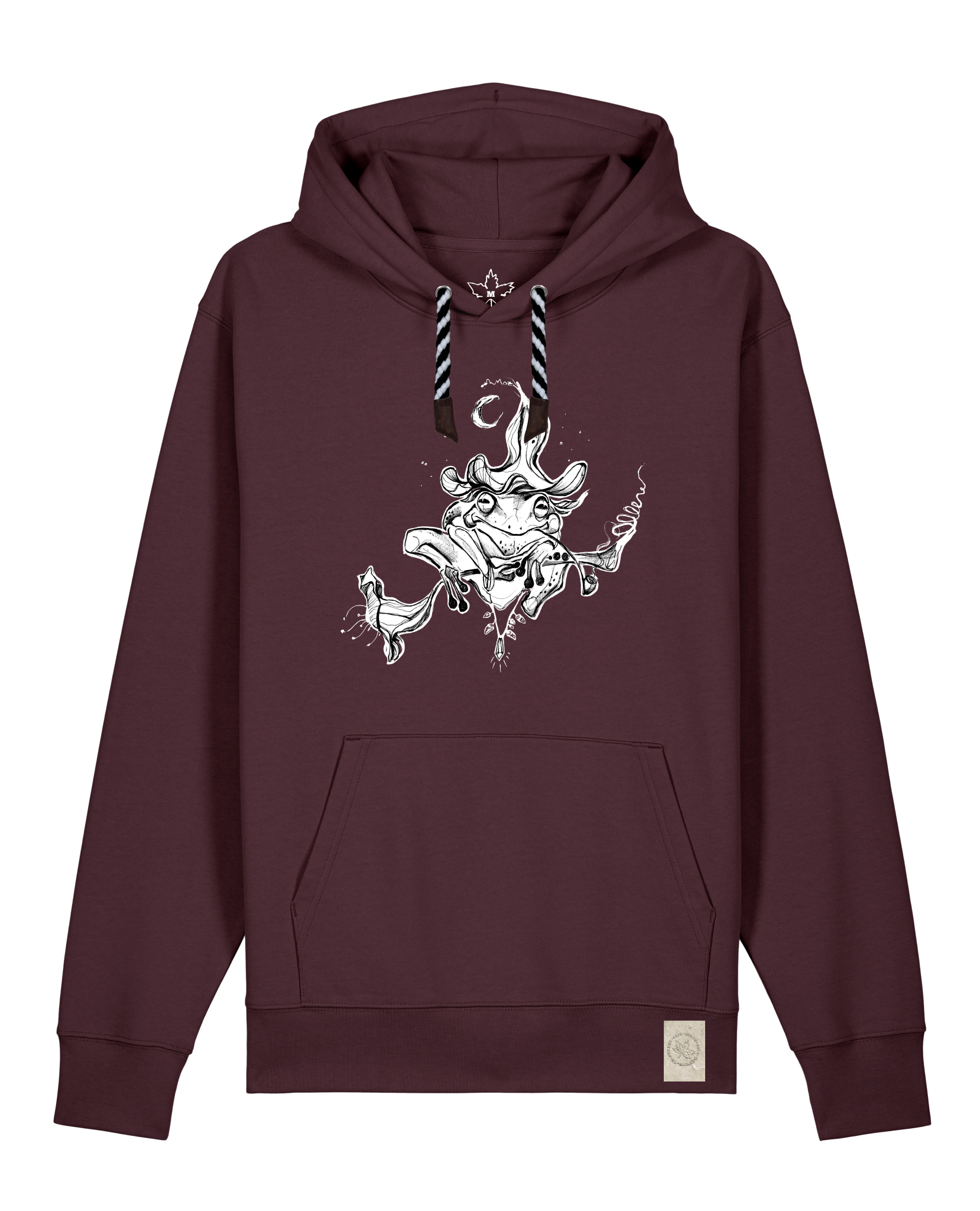 bio-unisex-medium fit-hoodie-zauberfrosch-stsu177-zartbitter-sw kordel-front
