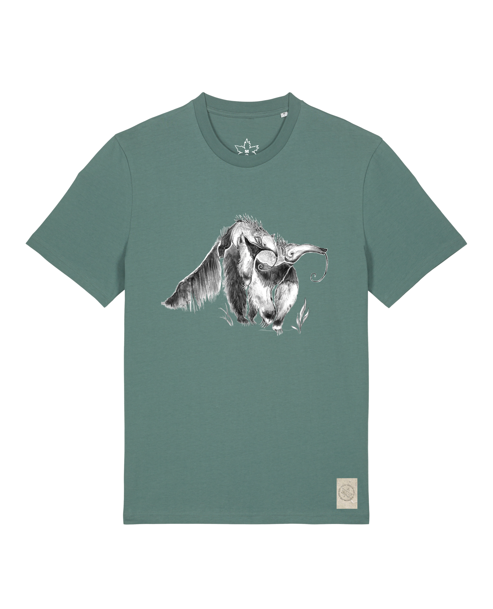 bio-unisex-medium fit-tshirt-ameisenbär-sttu169-blautanne-front