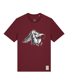 bio-unisex-medium fit-tshirt-ameisenbär-sttu169-burgunder rot-front