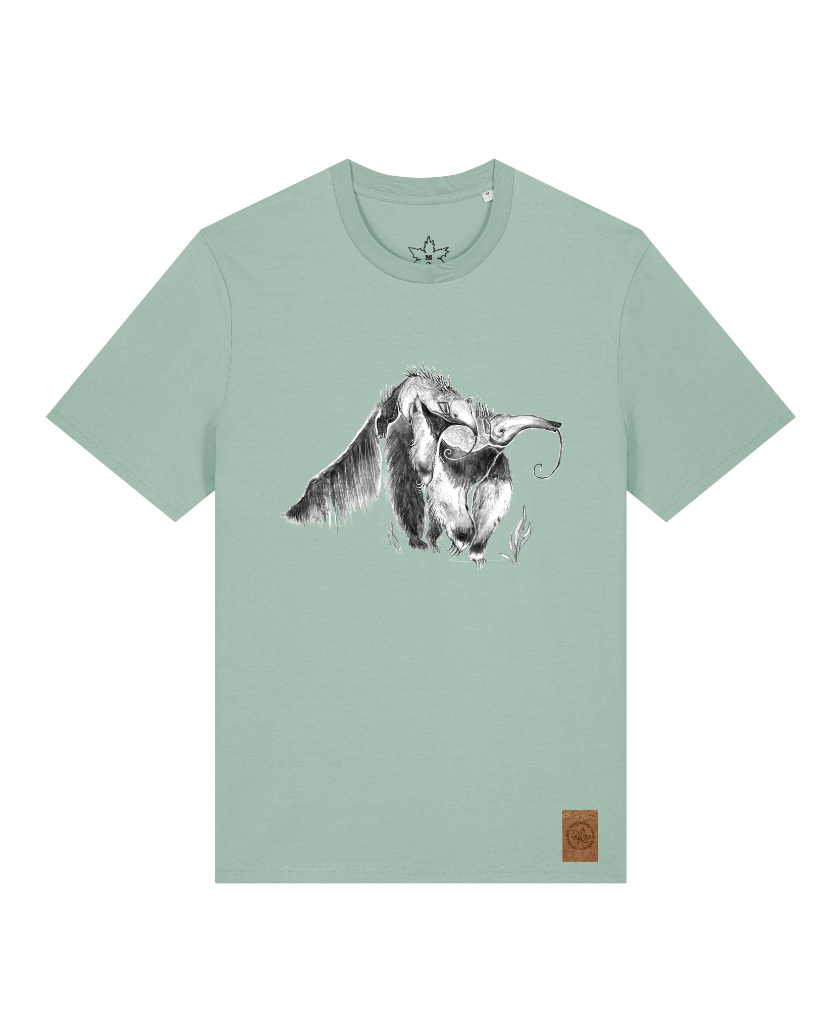bio-unisex-medium fit-tshirt-ameisenbär-sttu169-eukalyptus-front