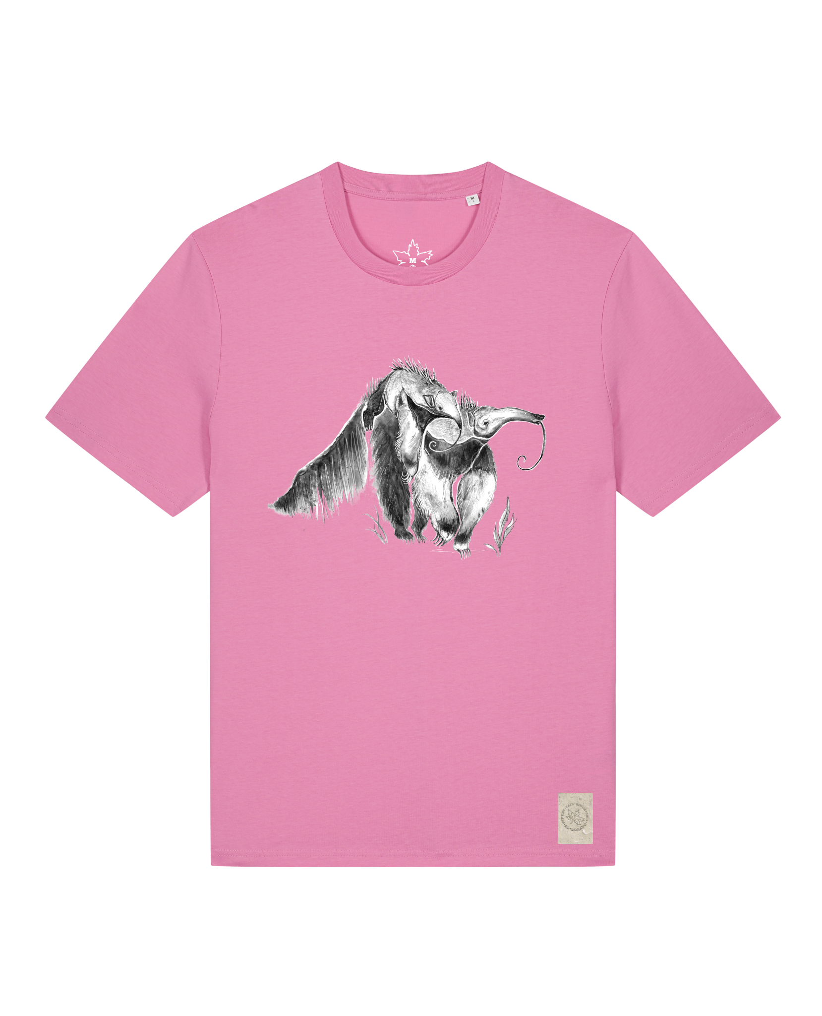 bio-unisex-medium fit-tshirt-ameisenbär-sttu169-kaugummi-front