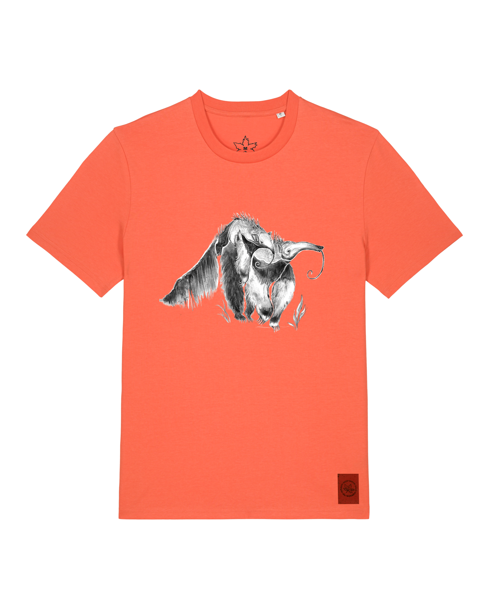 bio-unisex-medium fit-tshirt-ameisenbär-sttu169-mandarine-front