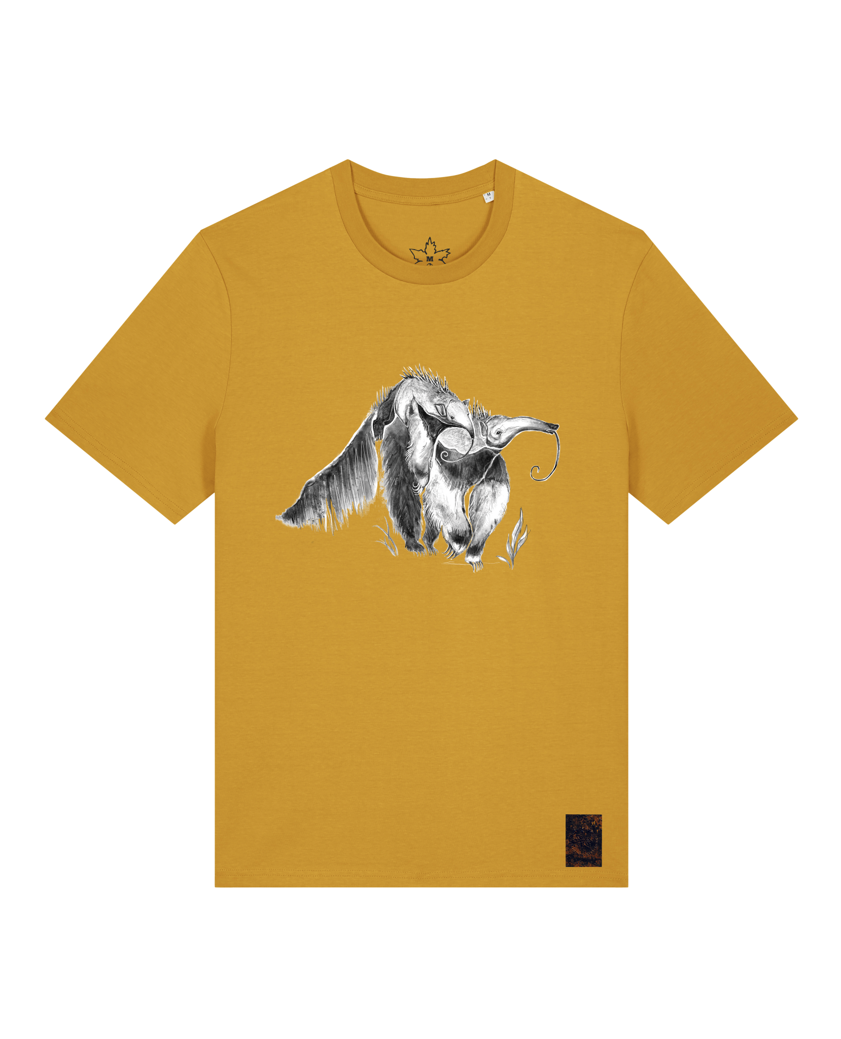 bio-unisex-medium fit-tshirt-ameisenbär-sttu169-senf-front