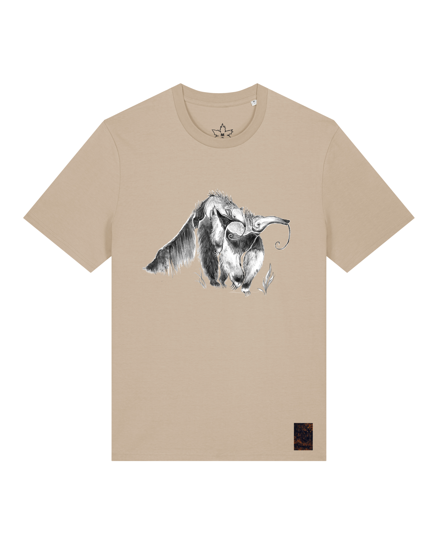 bio-unisex-medium fit-tshirt-ameisenbär-sttu169-treibsand-front