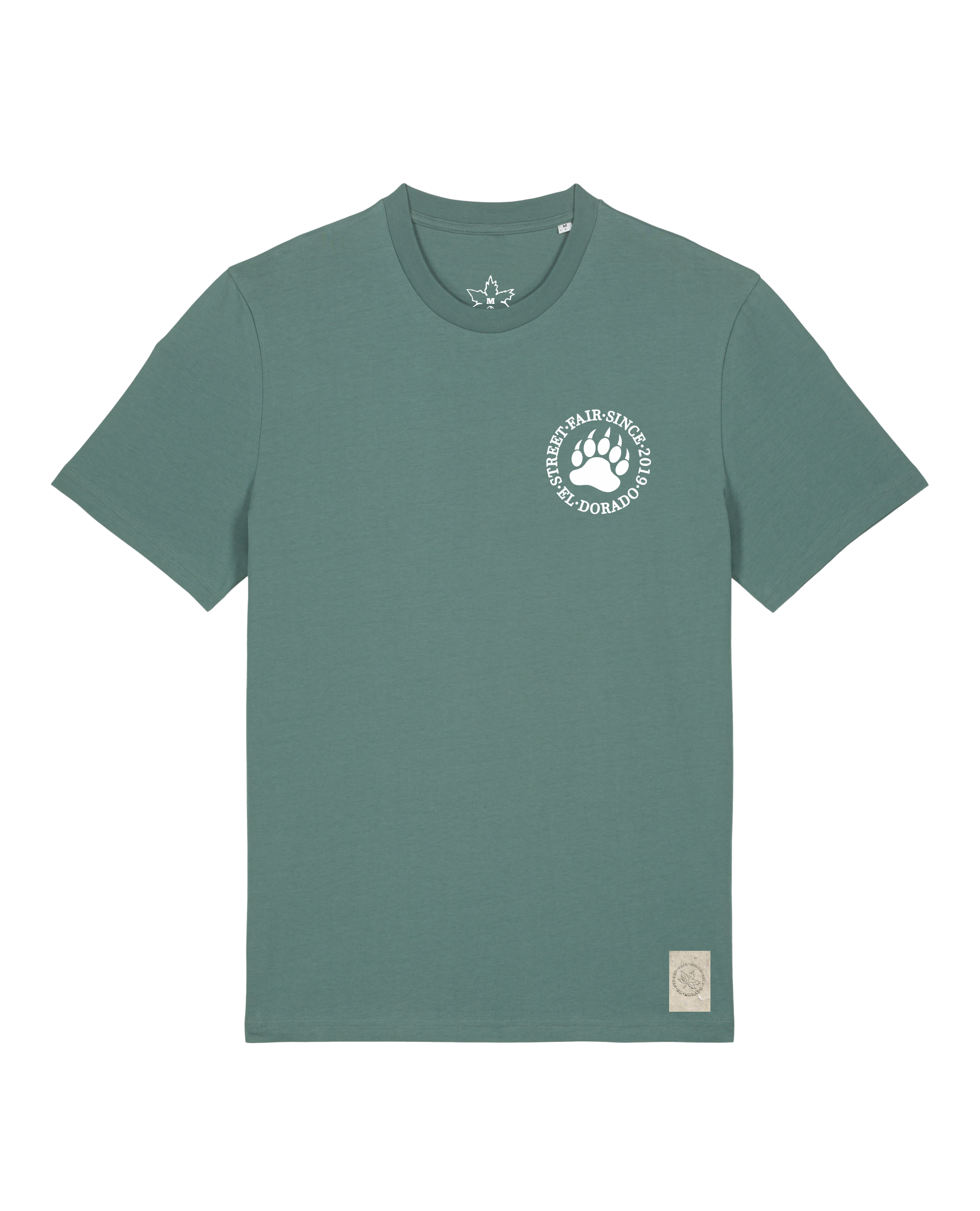 bio-unisex-medium fit-tshirt-arkadien's friend (backprint)-sttu169-blautanne-front