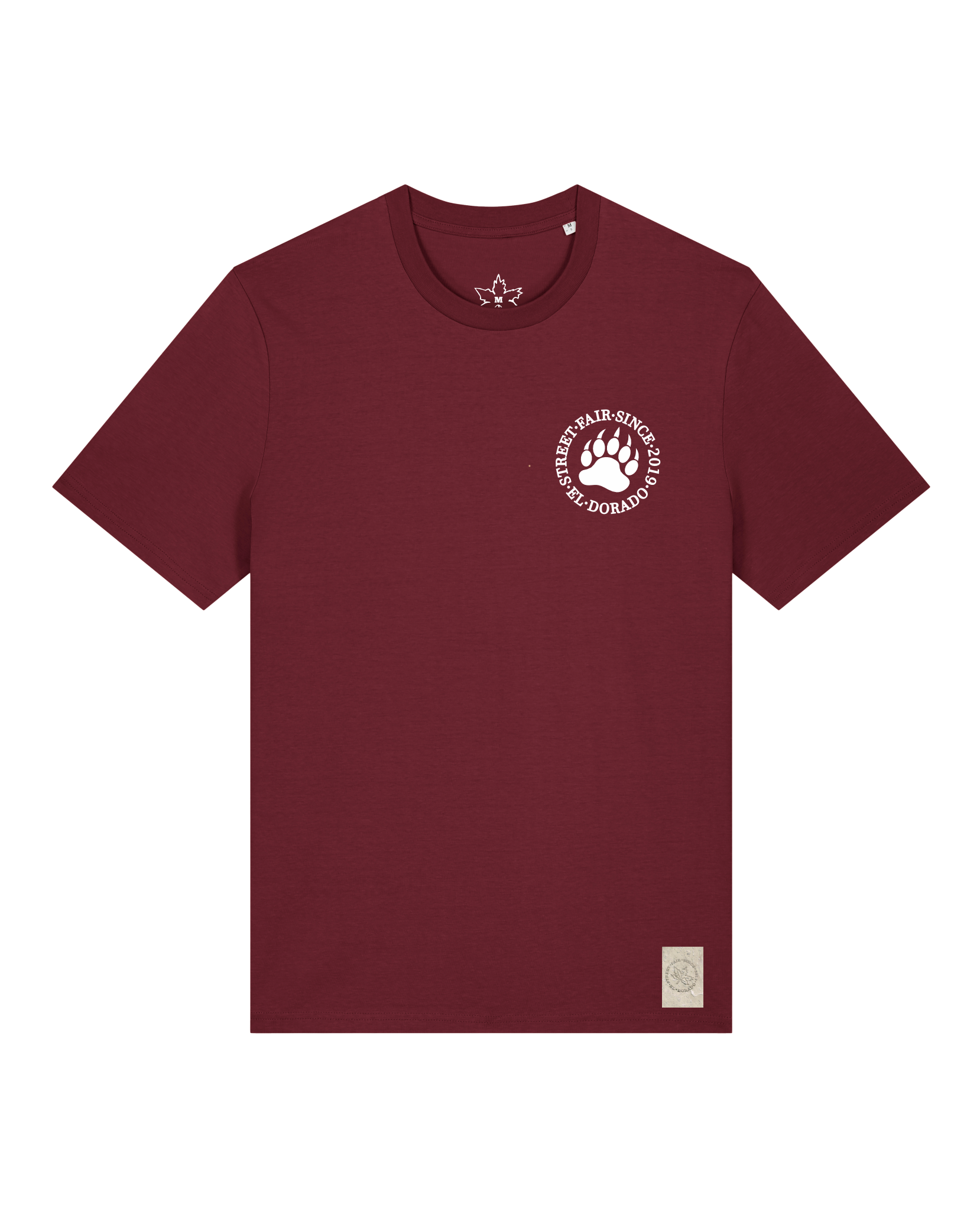 bio-unisex-medium fit-tshirt-arkadien's friend (backprint)-sttu169-burgunder rot-front