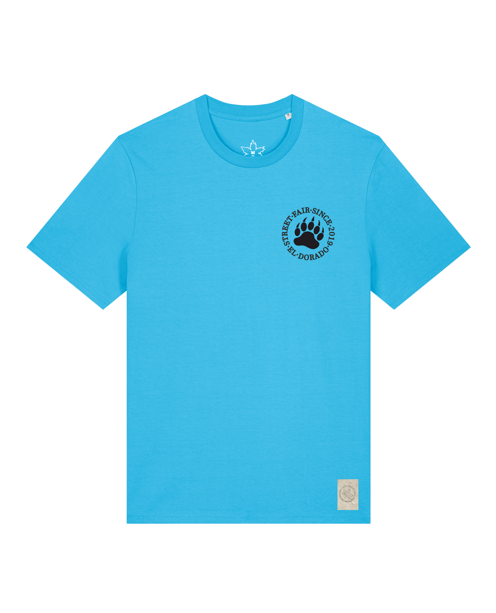 bio-unisex-medium fit-tshirt-arkadien's friend (backprint)-sttu169-wasserblau-front