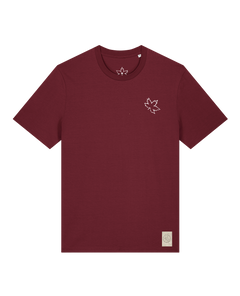 bio-unisex-medium fit-tshirt-be like flowers (backprint)-sttu169-burgunder rot-front