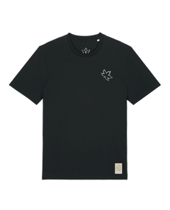 bio-unisex-medium fit-tshirt-be like flowers (backprint)-sttu169-schwarz-front