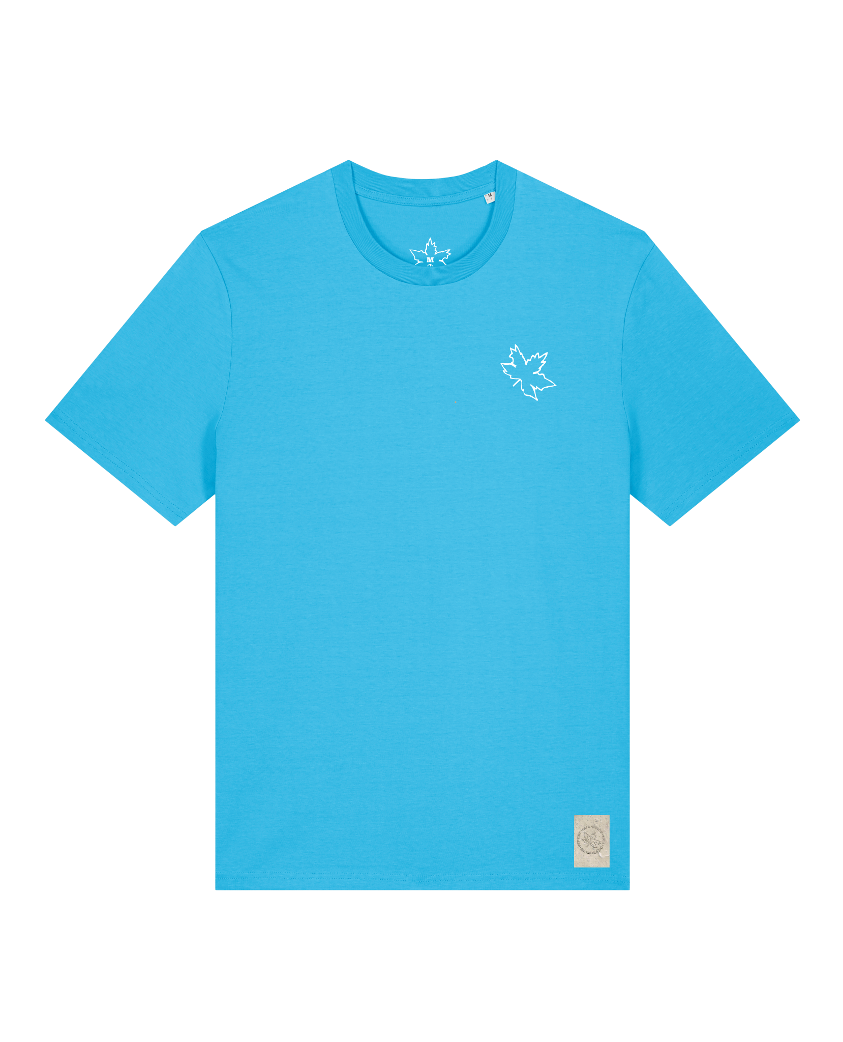 bio-unisex-medium fit-tshirt-be like flowers (backprint)-sttu169-wasserblau-front