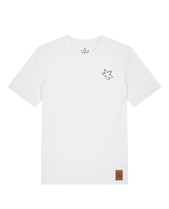bio-unisex-medium fit-tshirt-be like flowers (backprint)-sttu169-weiß-front