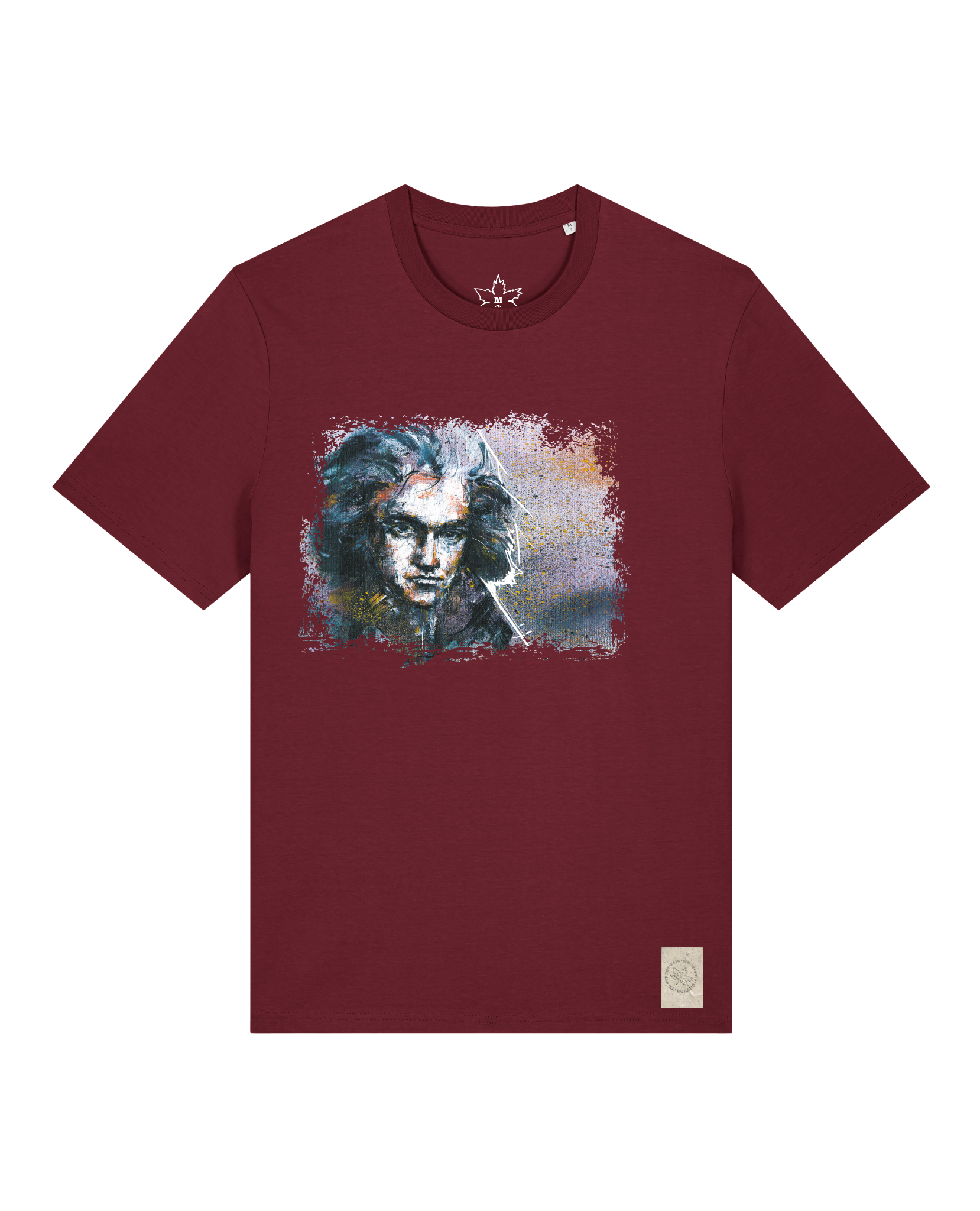 bio-unisex-medium fit-tshirt-beethoven-sttu169-burgunder rot-front