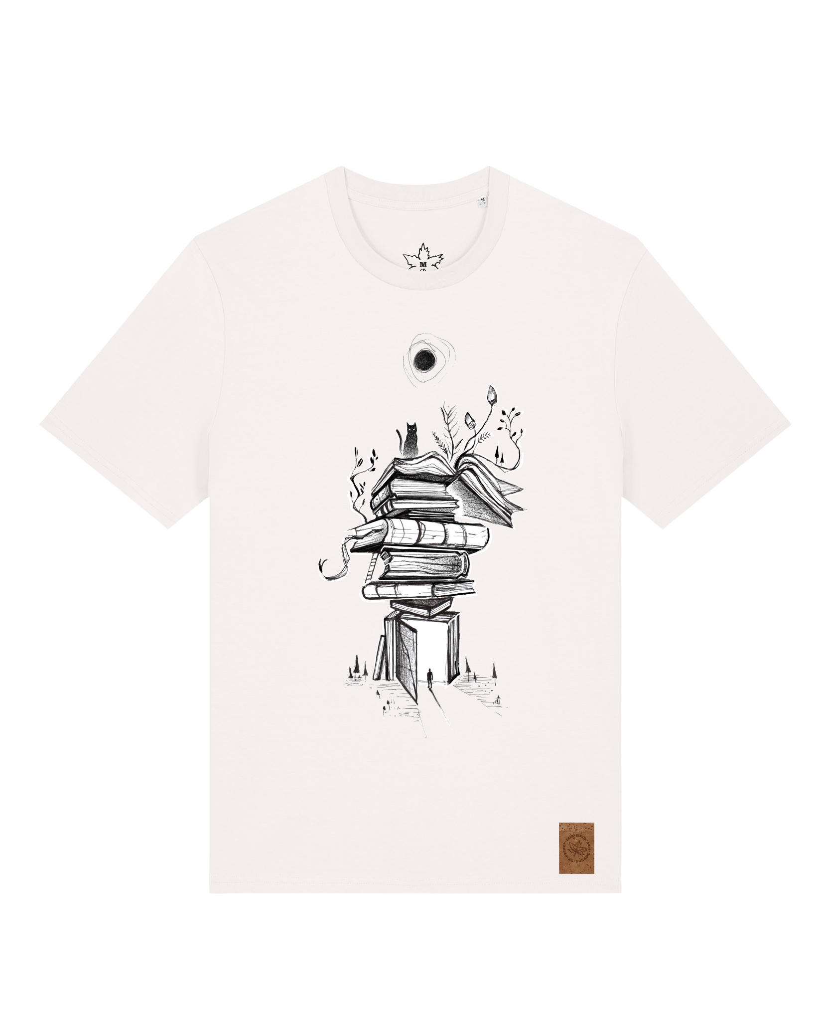 bio-unisex-medium fit-tshirt-bücherkatze-sttu169-baumwollblute-front