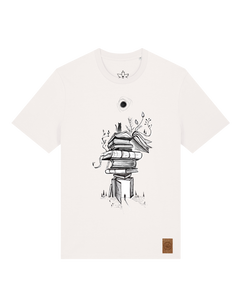 bio-unisex-medium fit-tshirt-bücherkatze-sttu169-baumwollblute-front