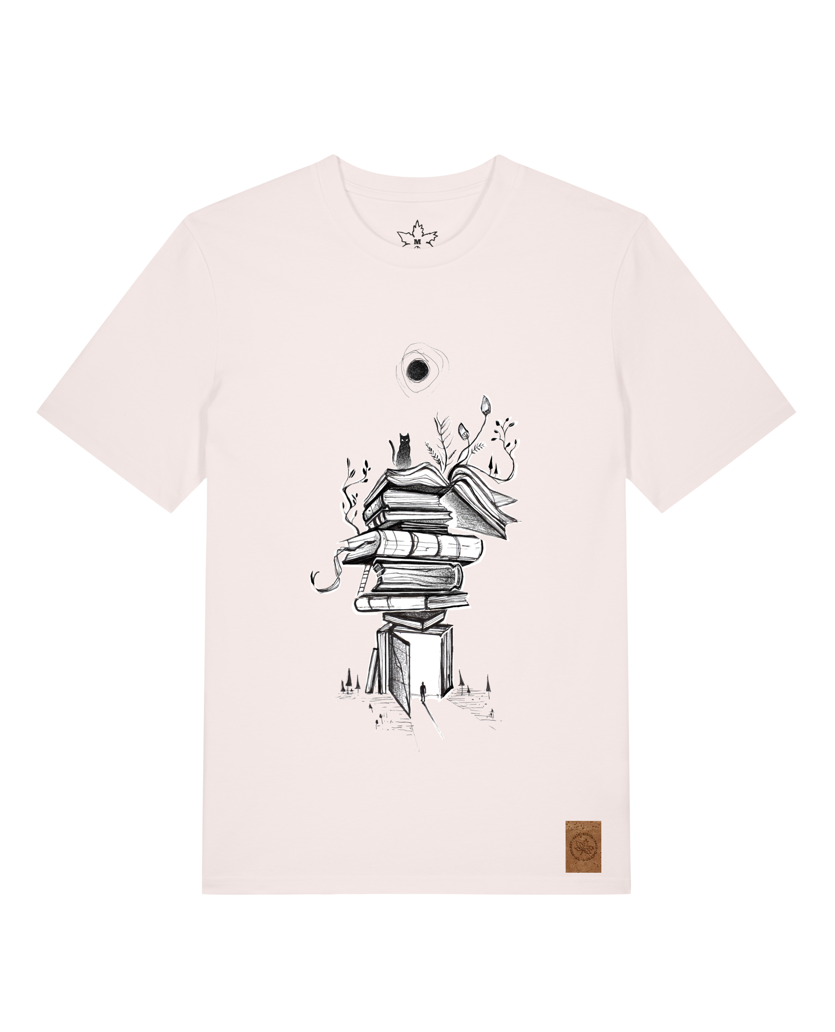 bio-unisex-medium fit-tshirt-bücherkatze-sttu169-bio ei-front