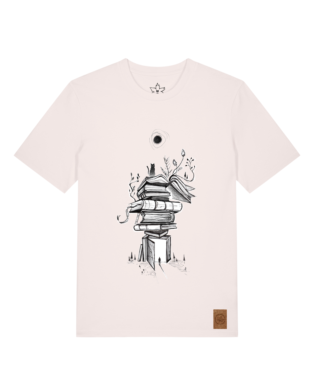 bio-unisex-medium fit-tshirt-bücherkatze-sttu169-bio ei-front
