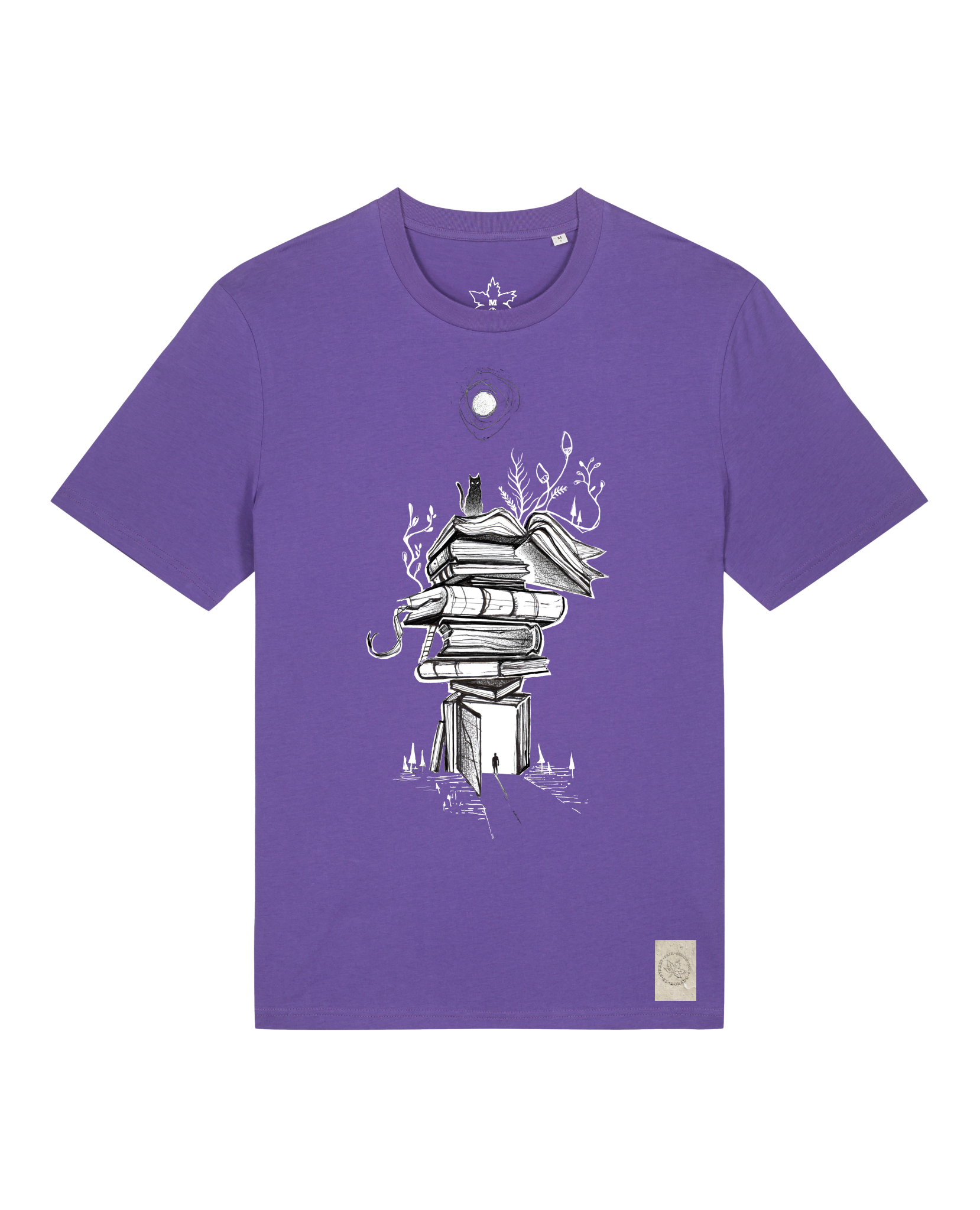 bio-unisex-medium fit-tshirt-bücherkatze-sttu169-blaukraut-front