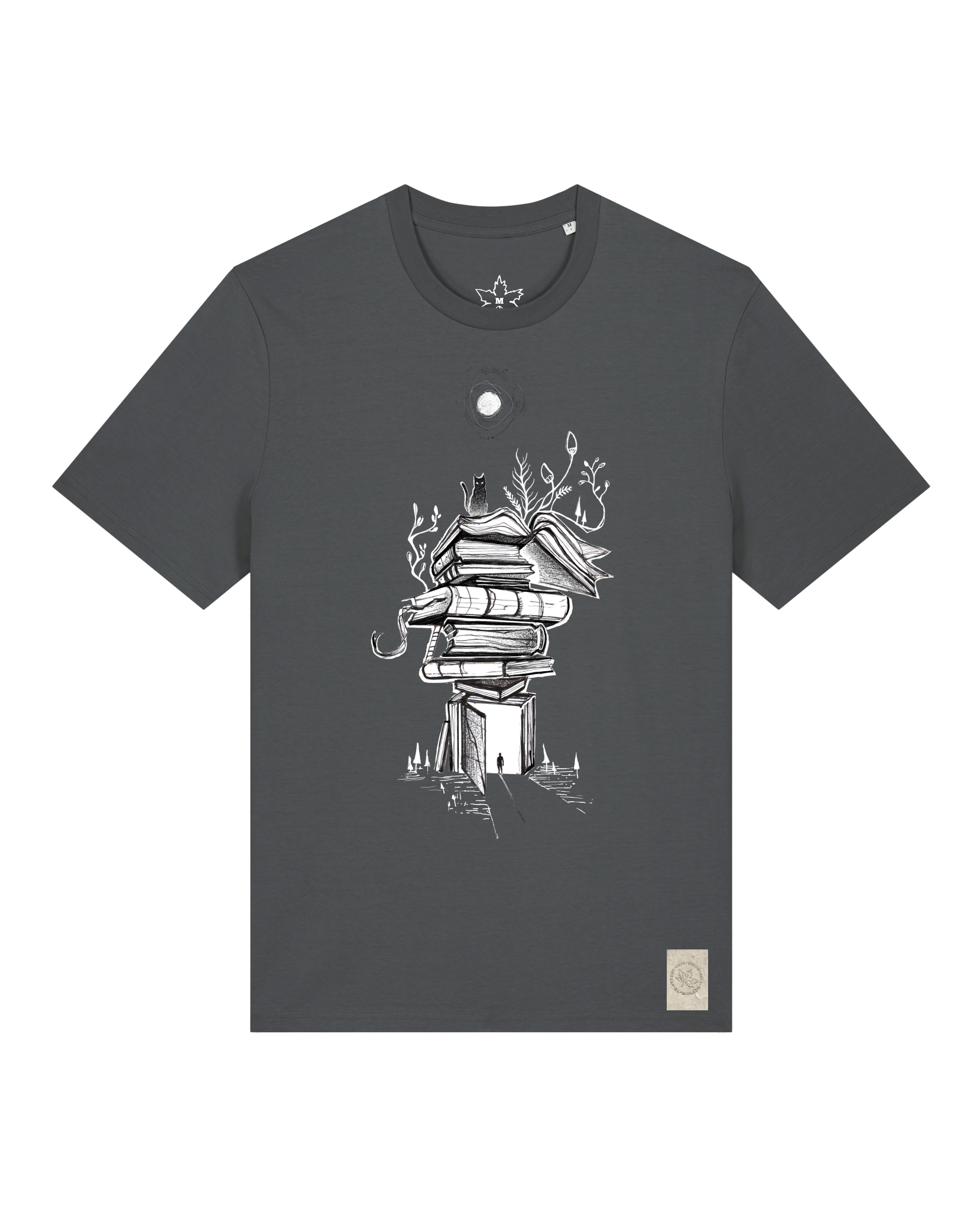 bio-unisex-medium fit-tshirt-bücherkatze-sttu169-eisen-front