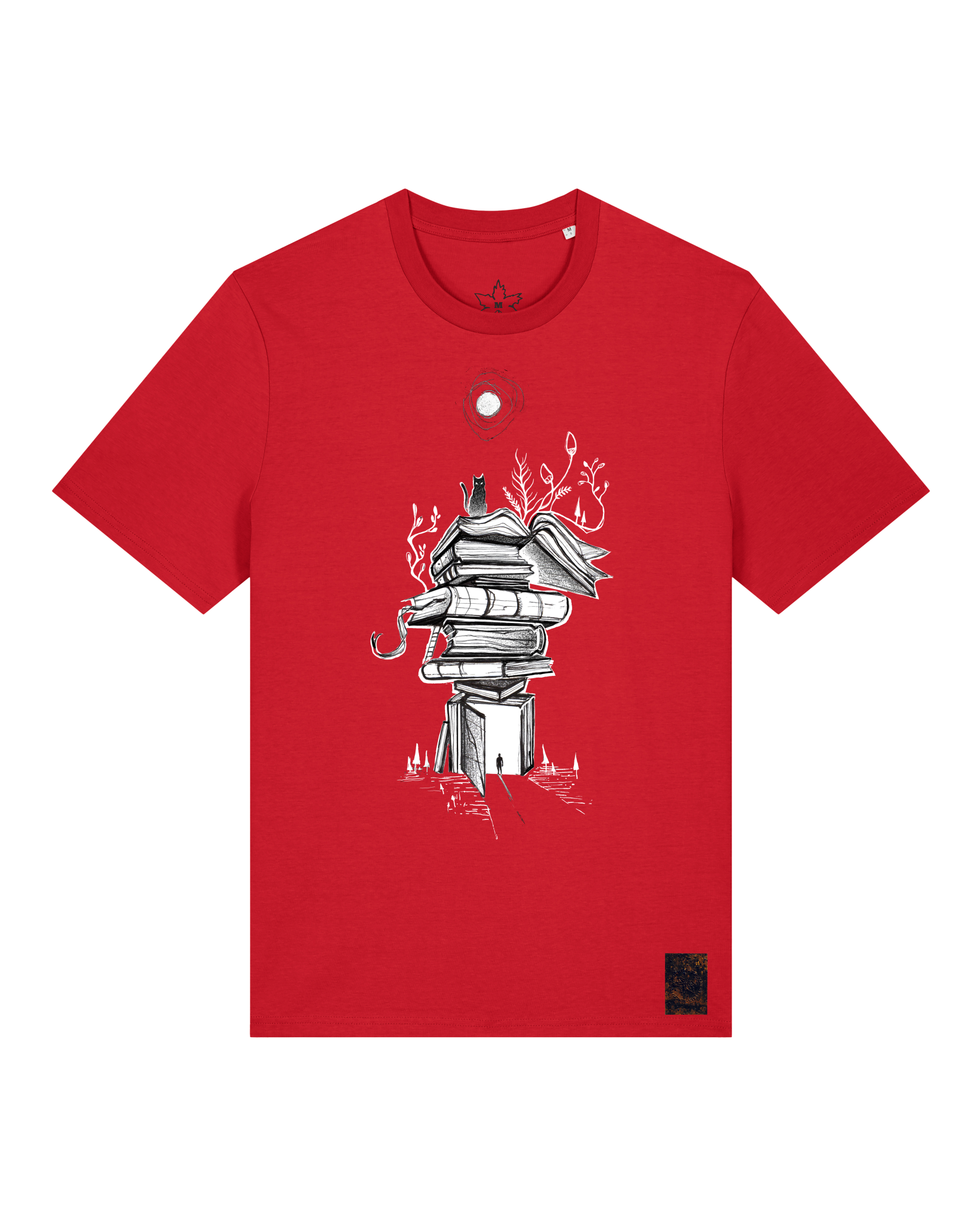 bio-unisex-medium fit-tshirt-bücherkatze-sttu169-erdbeere-front