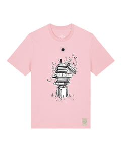bio-unisex-medium fit-tshirt-bücherkatze-sttu169-flamingo-front