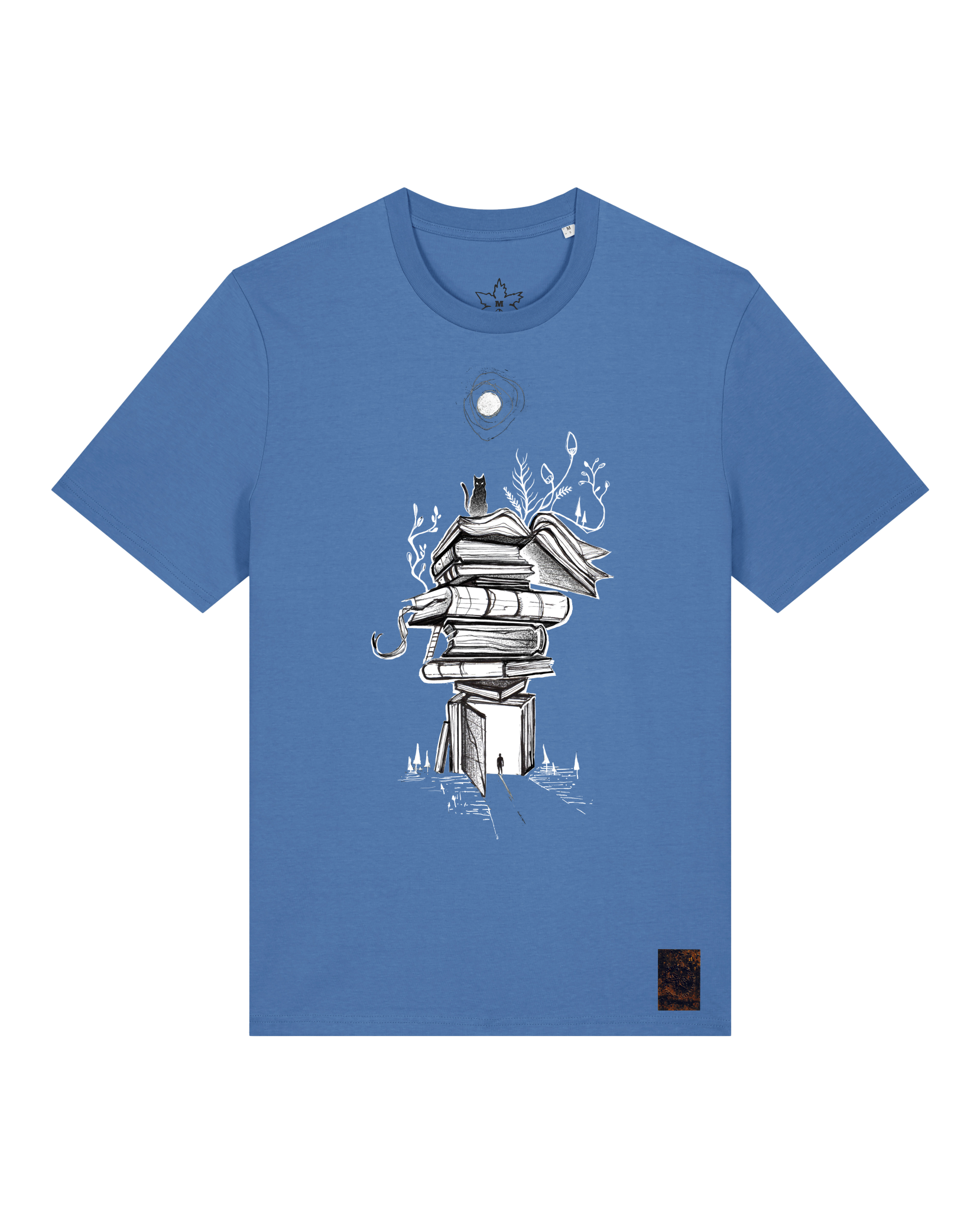 bio-unisex-medium fit-tshirt-bücherkatze-sttu169-hortensie-front