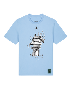 bio-unisex-medium fit-tshirt-bücherkatze-sttu169-lagune-front