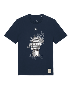 bio-unisex-medium fit-tshirt-bücherkatze-sttu169-marine-front