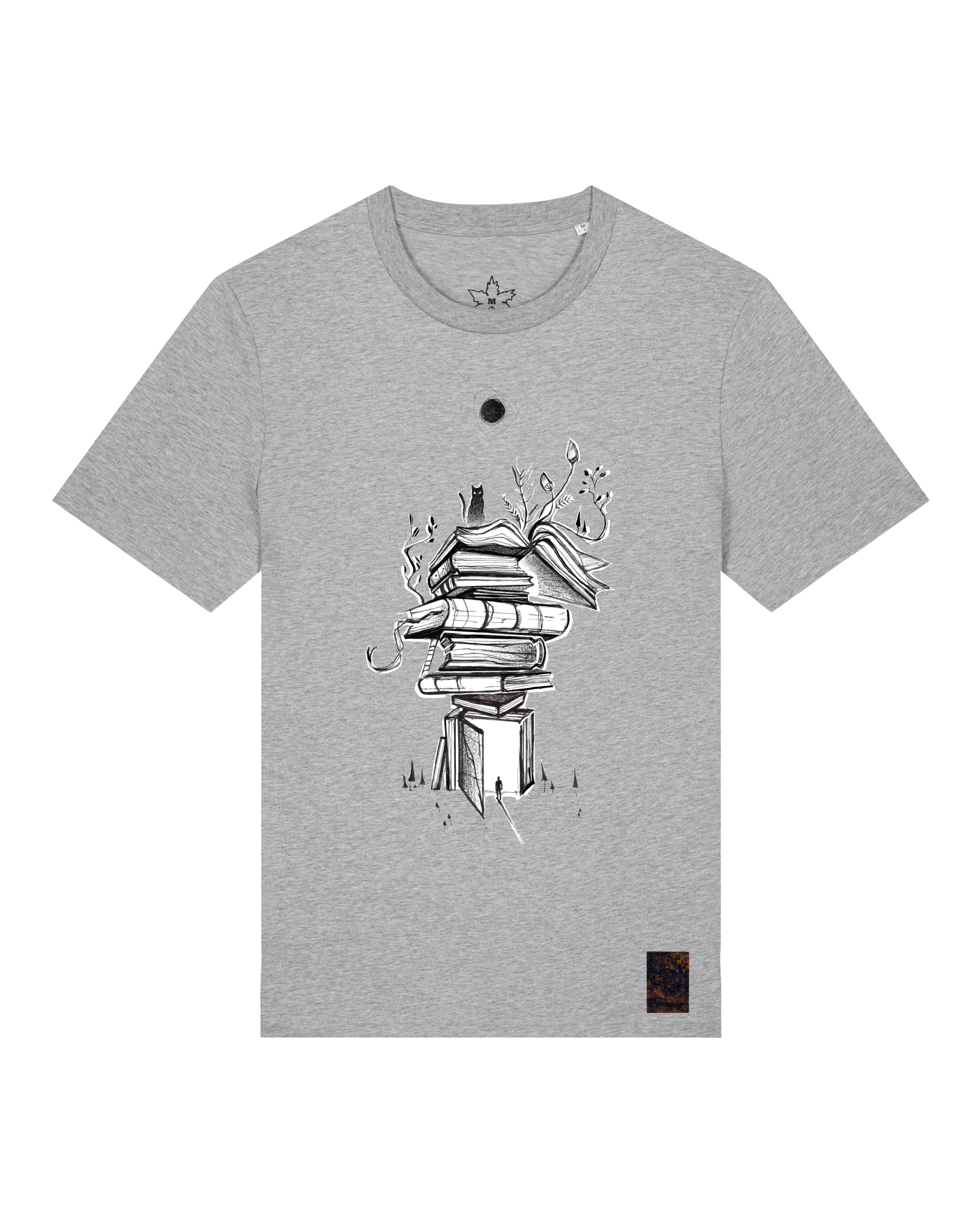 bio-unisex-medium fit-tshirt-bücherkatze-sttu169-mausgrau-front