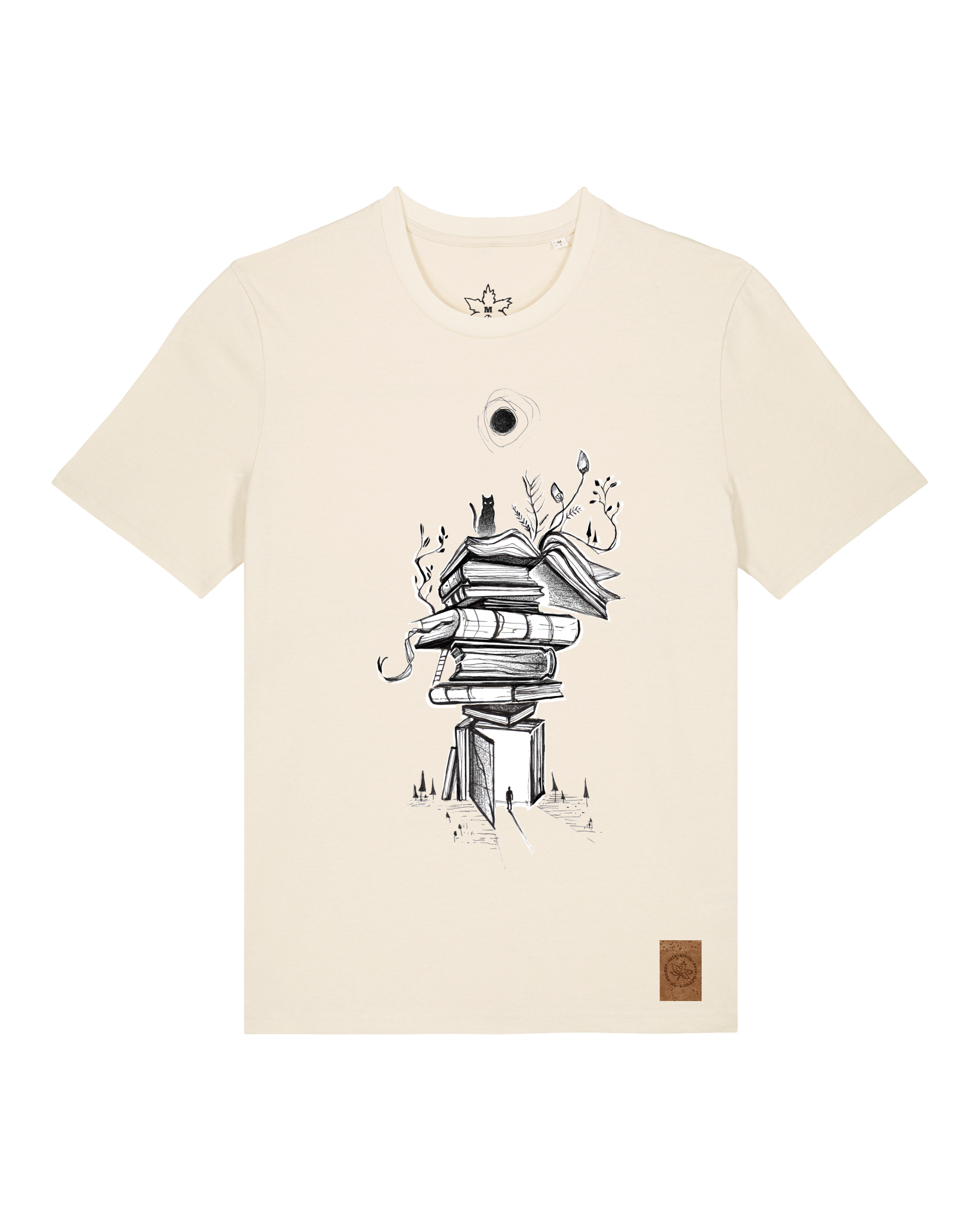 bio-unisex-medium fit-tshirt-bücherkatze-sttu169-natur-front