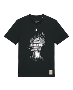 bio-unisex-medium fit-tshirt-bücherkatze-sttu169-schwarz-front
