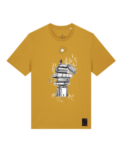 bio-unisex-medium fit-tshirt-bücherkatze-sttu169-senf-front