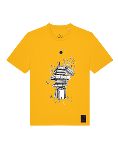 bio-unisex-medium fit-tshirt-bücherkatze-sttu169-sonnenblume-front