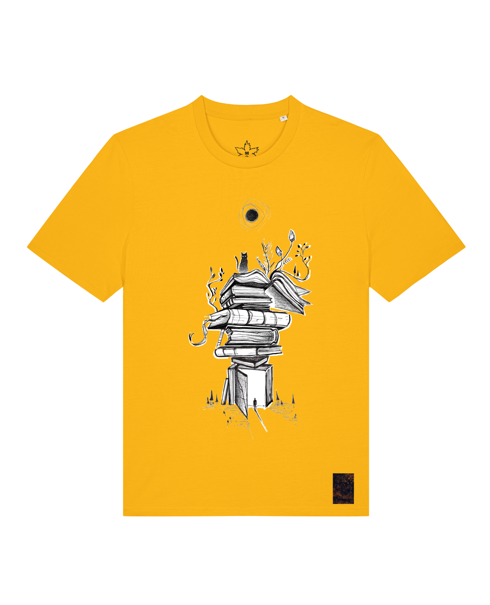 bio-unisex-medium fit-tshirt-bücherkatze-sttu169-sonnenblume-front