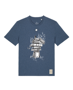 bio-unisex-medium fit-tshirt-bücherkatze-sttu169-walblau-front
