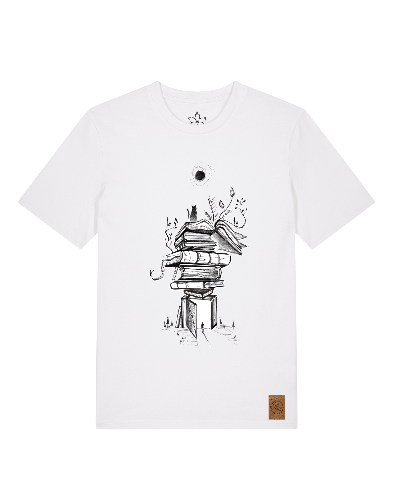 bio-unisex-medium fit-tshirt-bücherkatze-sttu169-weiß-front