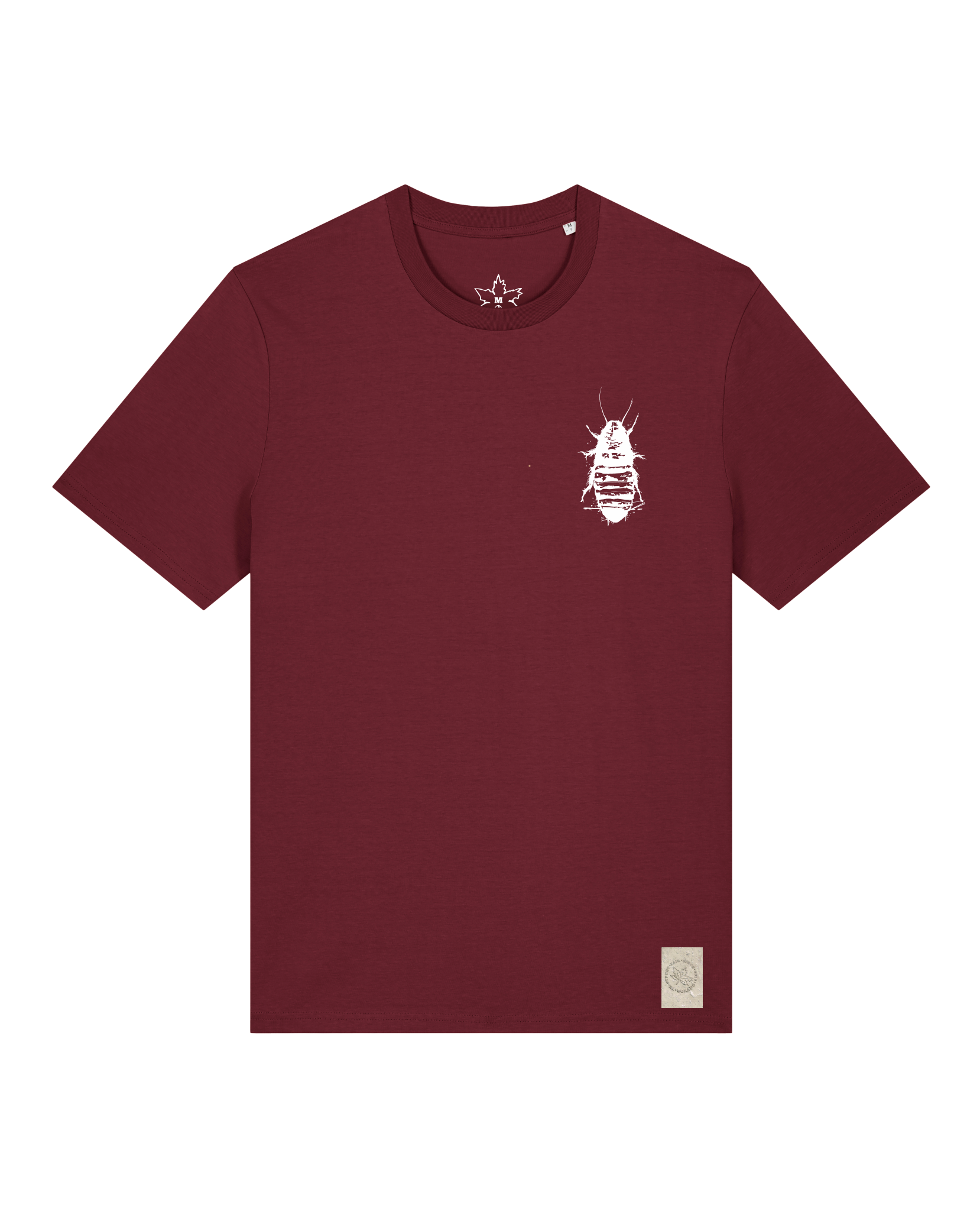 bio-unisex-medium fit-tshirt-cockroach ranch (backprint)-sttu169-burgunder rot-front