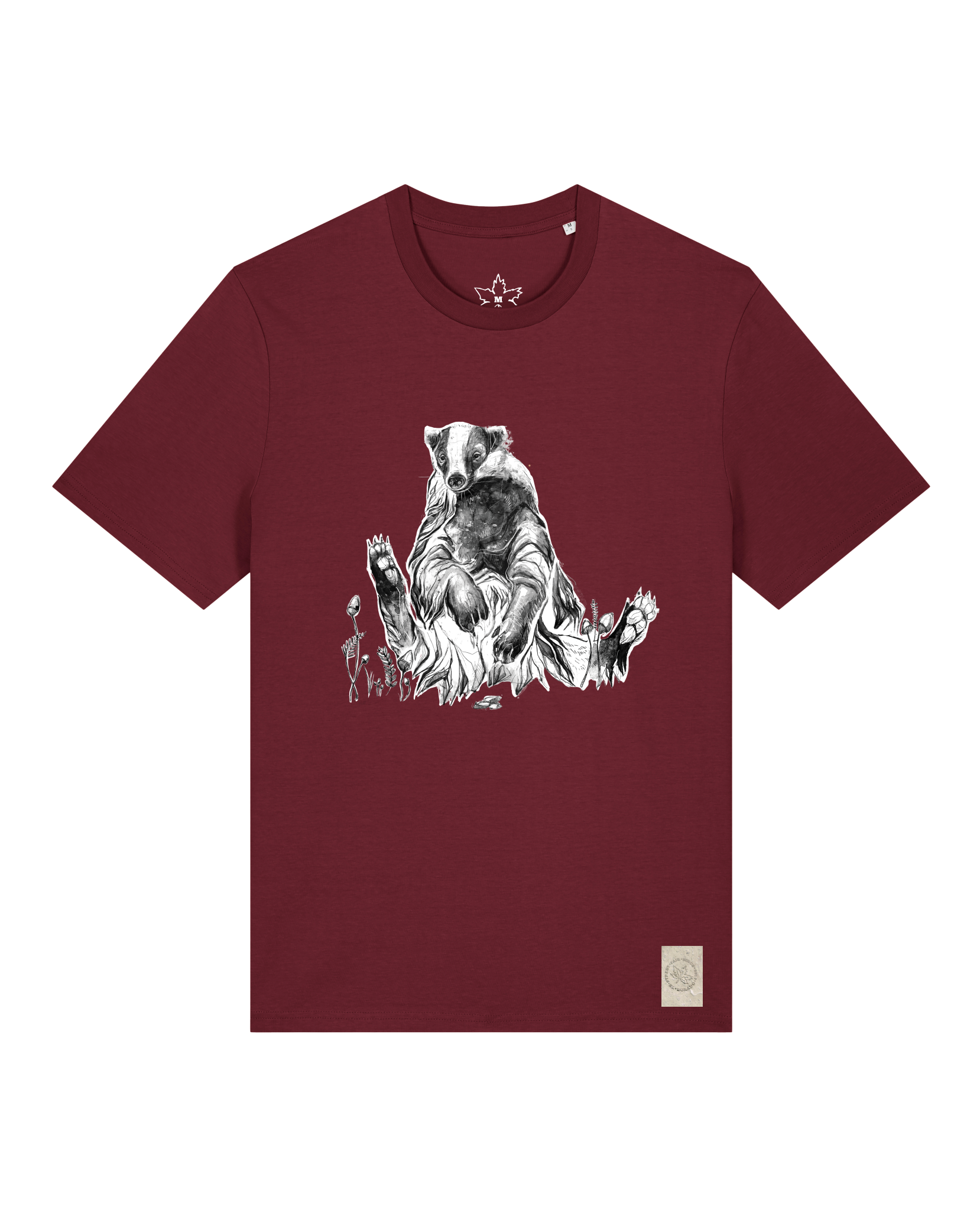 bio-unisex-medium fit-tshirt-dachs-sttu169-burgunder rot-front