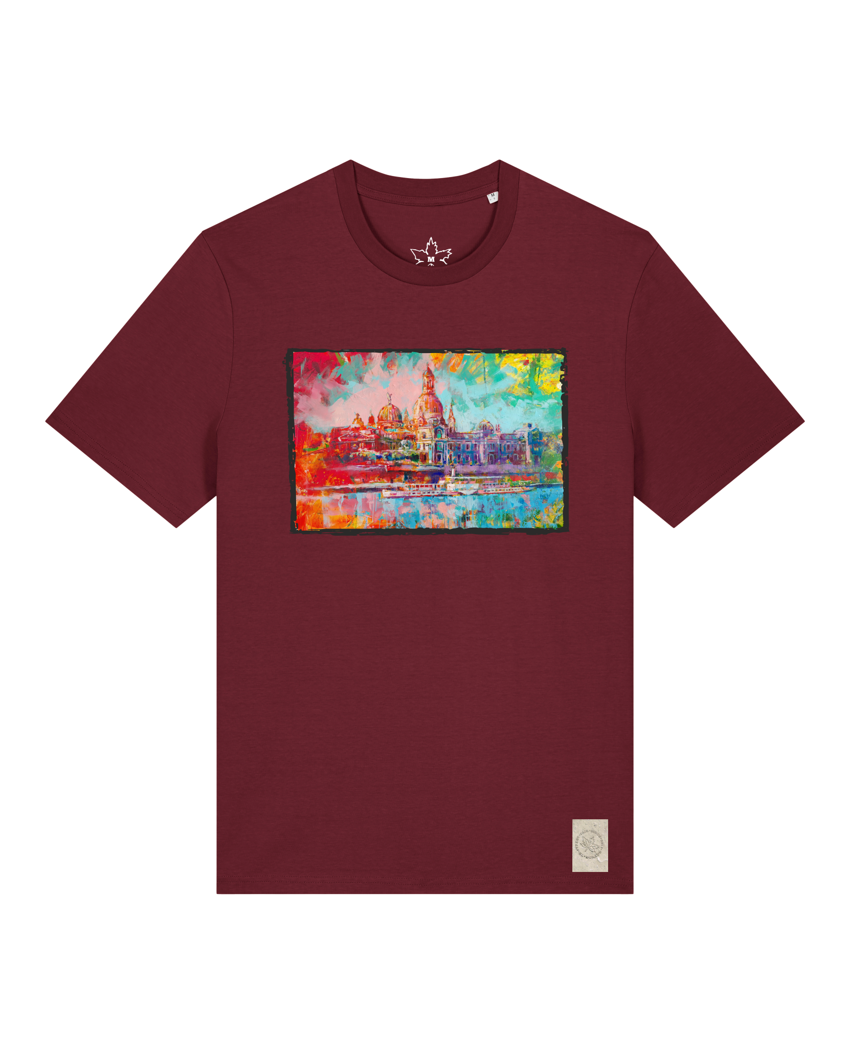 bio-unisex-medium fit-tshirt-dresden-sttu169-burgunder rot-front