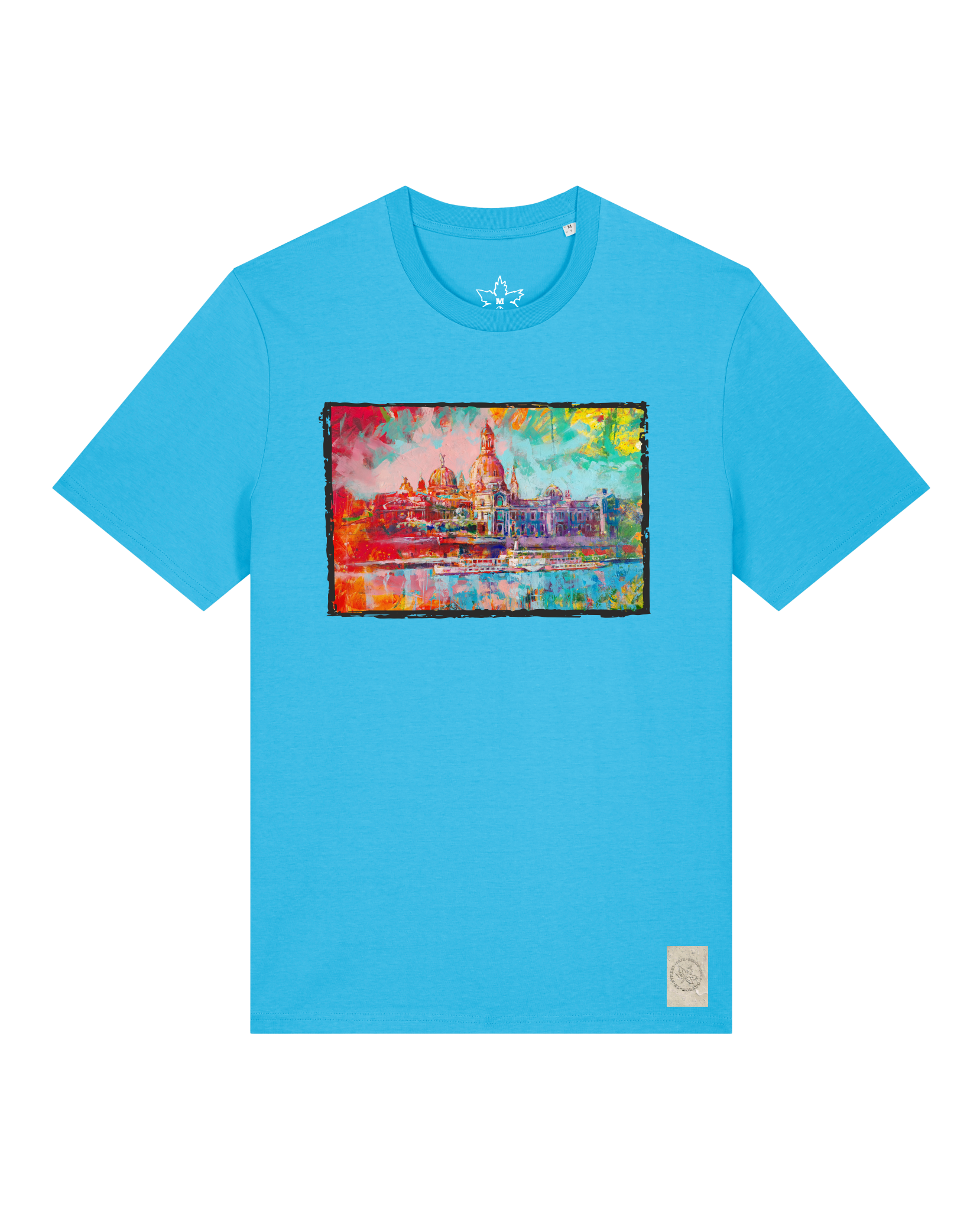 bio-unisex-medium fit-tshirt-dresden-sttu169-wasserblau-front