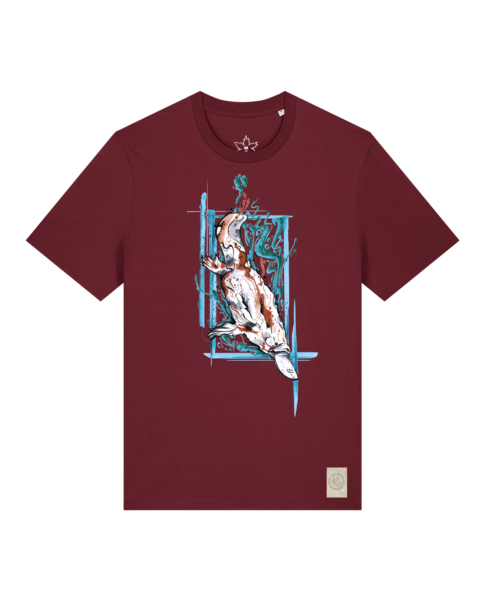 bio-unisex-medium fit-tshirt-duckbilly platy-sttu169-burgunder rot-front