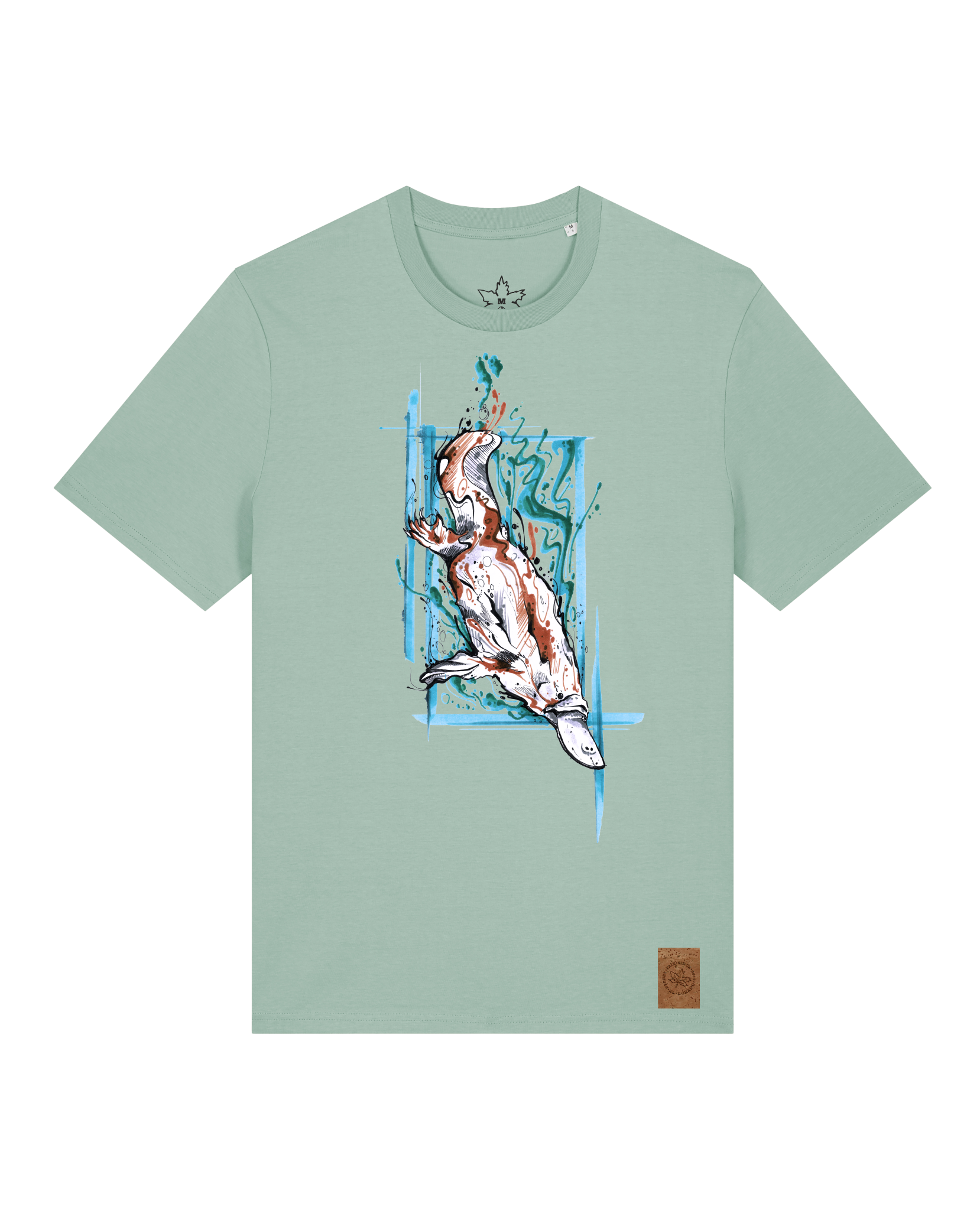 bio-unisex-medium fit-tshirt-duckbilly platy-sttu169-eukalyptus-front