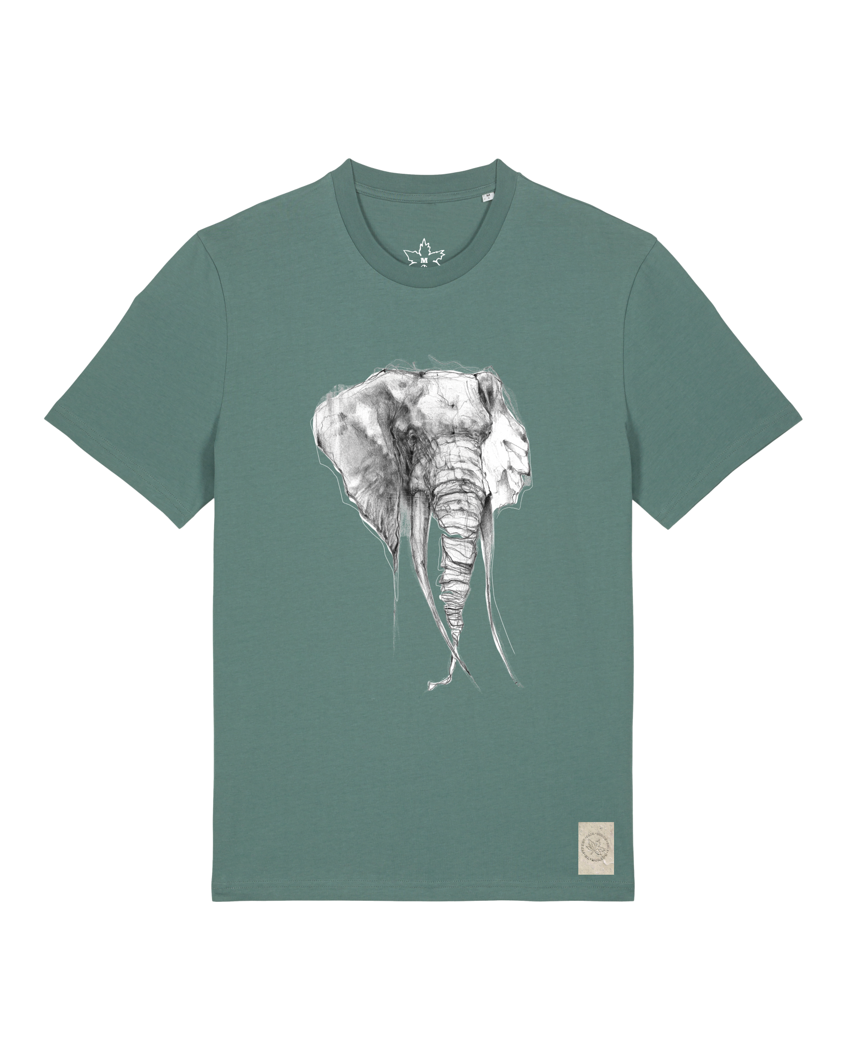 bio-unisex-medium fit-tshirt-elefant-sttu169-blautanne-front