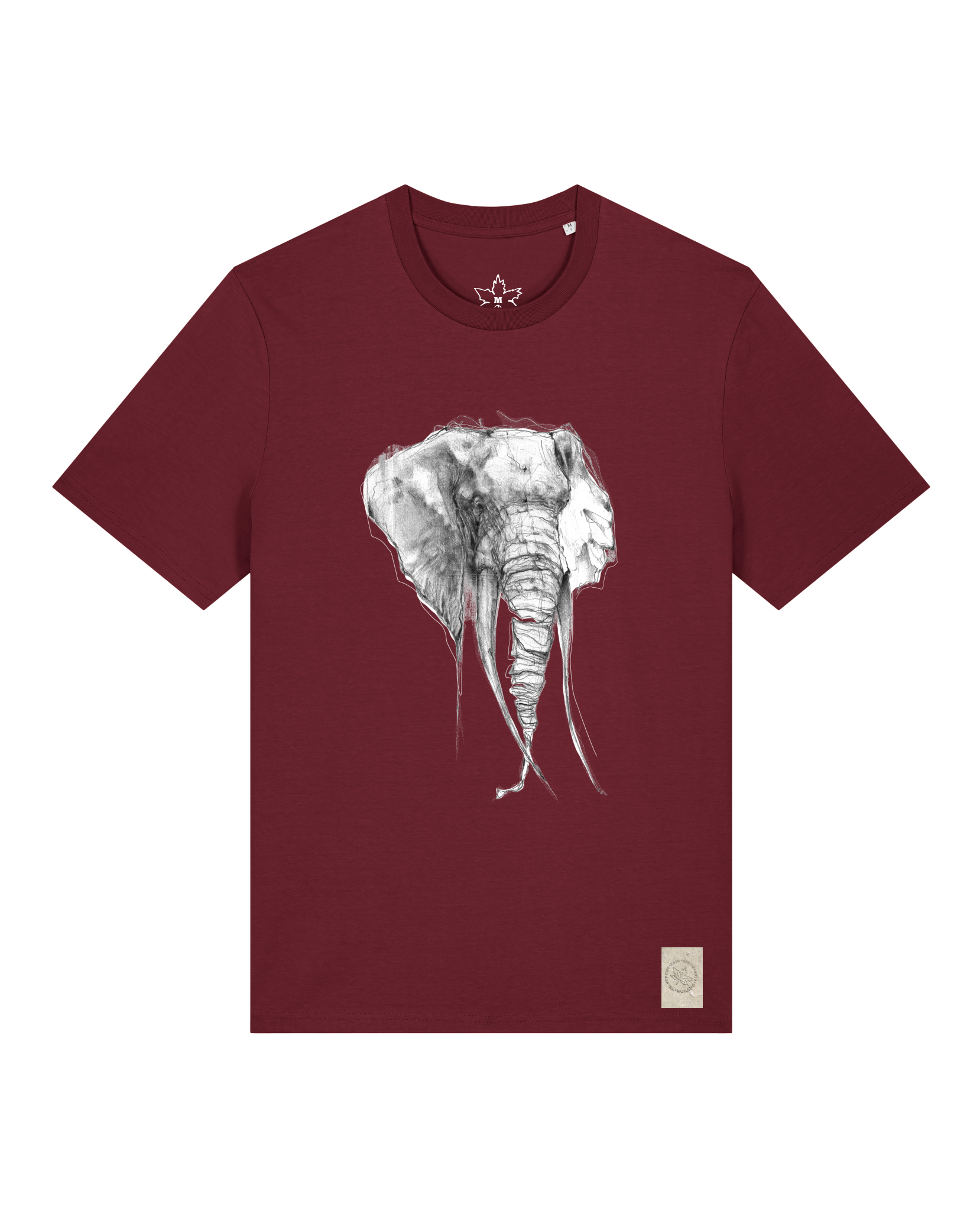 bio-unisex-medium fit-tshirt-elefant-sttu169-burgunder rot-front