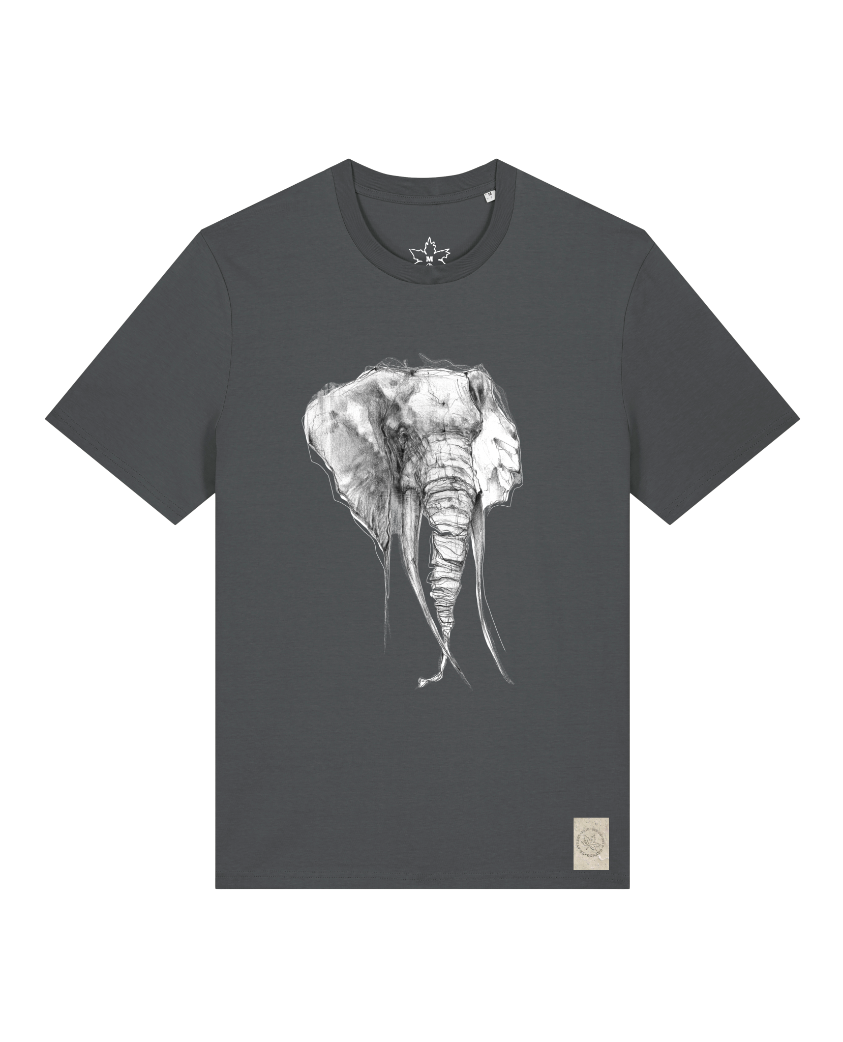 bio-unisex-medium fit-tshirt-elefant-sttu169-eisen-front