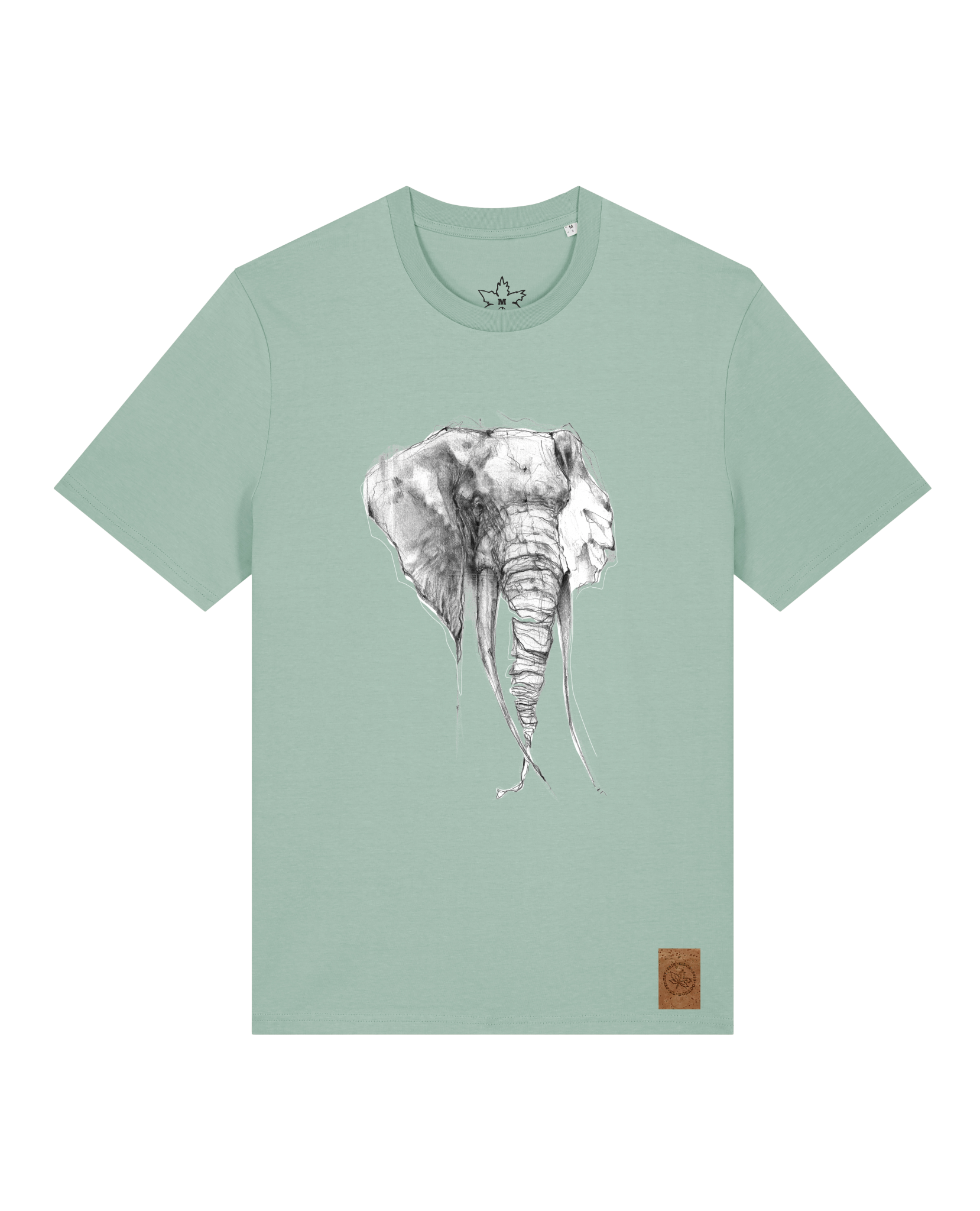 bio-unisex-medium fit-tshirt-elefant-sttu169-eukalyptus-front