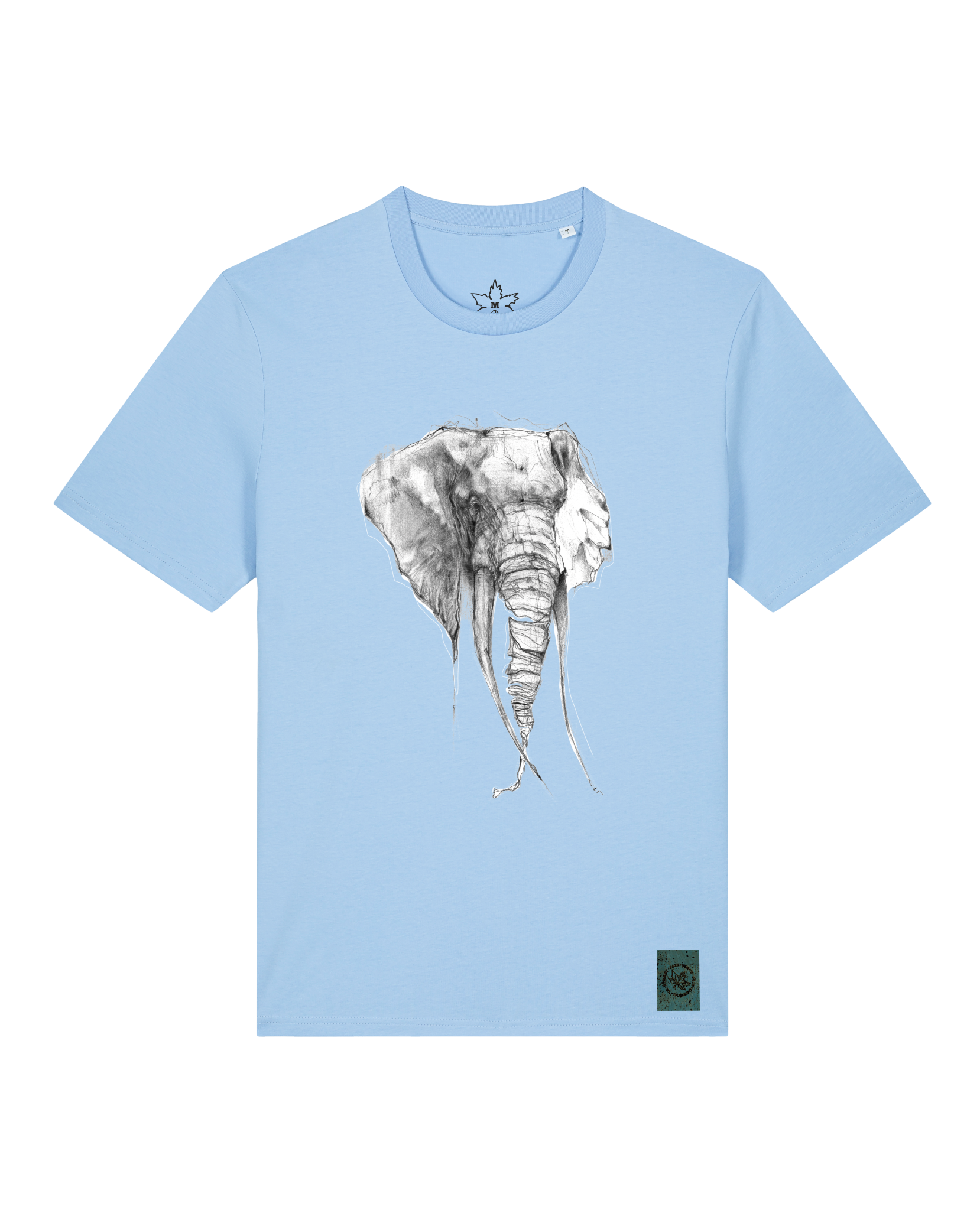 bio-unisex-medium fit-tshirt-elefant-sttu169-lagune-front